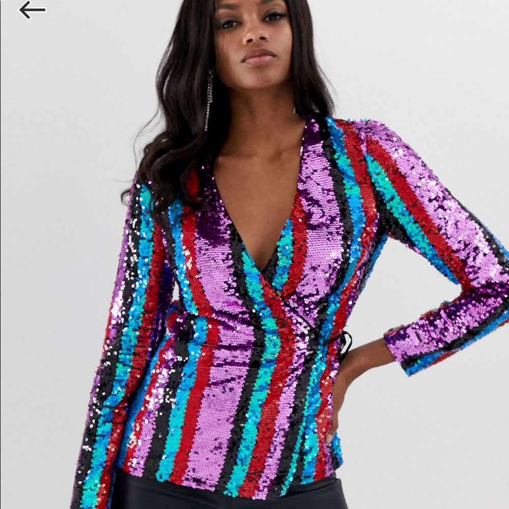 ASOS sequin embellished wrap long sleeve